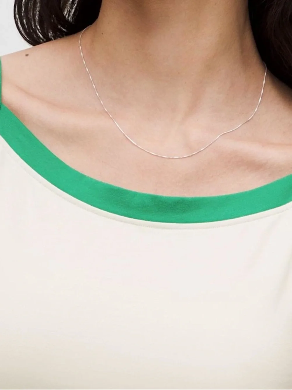 Lululemon Organic Cotton High Neck Ringer Tank Top Light Ivory/Raceway Green